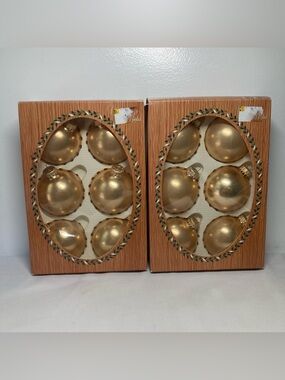Lot‎ - Christmas by Krebs 12 Glass Ornaments Harvest Gold 70161.